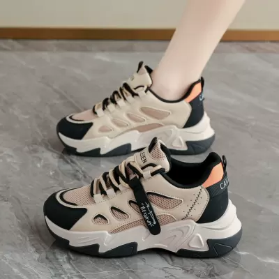 2026 Summer Women's Mesh Dad Sneakers, Korean Style Thick Sole Student Casual Shoes · YANYAN China shoe factory