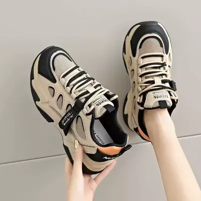 2026 Summer Women's Mesh Dad Sneakers, Korean Style Thick Sole Student Casual Shoes · YANYAN China shoe factory
