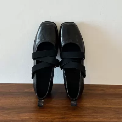 Chuyuji Fashion Cross Tie Mary Jane Flats Spring Autumn New Mid Heel Ballet Shoes · YANYAN China shoe factory