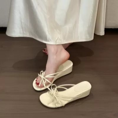 Chuyuji Platform Wedge Slippers Women Summer 2026 New French Style Anti-Slip Dress Sandals · YANYAN China shoe factory