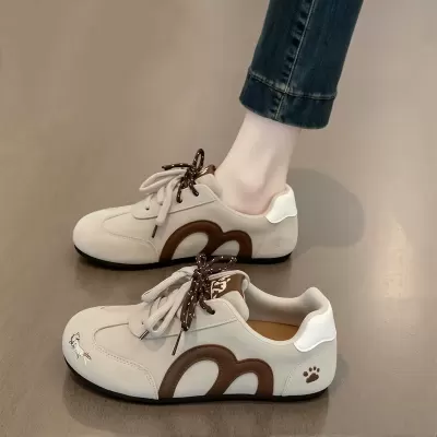 2026 Summer Retro German Trainer Shoes for Women, Color Block Lace-Up Soft Sole Casual Sneakers · YANYAN China shoe factory