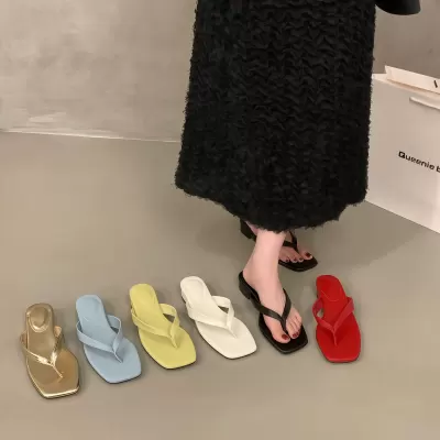 Chuyuji Flat Toe Loop Flip Flops Women 2026 New Summer Red Dress Vacation Clip Toe Sandals · YANYAN China shoe factory