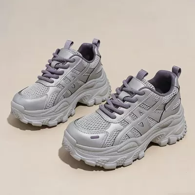 Summer Women's Breathable Thick Sole Dad Sneakers, Korean Style Height Increasing Casual Shoes · YANYAN China shoe factory