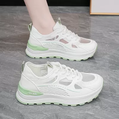 Summer Women's Breathable Mesh Thin Sneakers, Korean Style Thick Sole Casual Running Dad Shoes · YANYAN China shoe factory