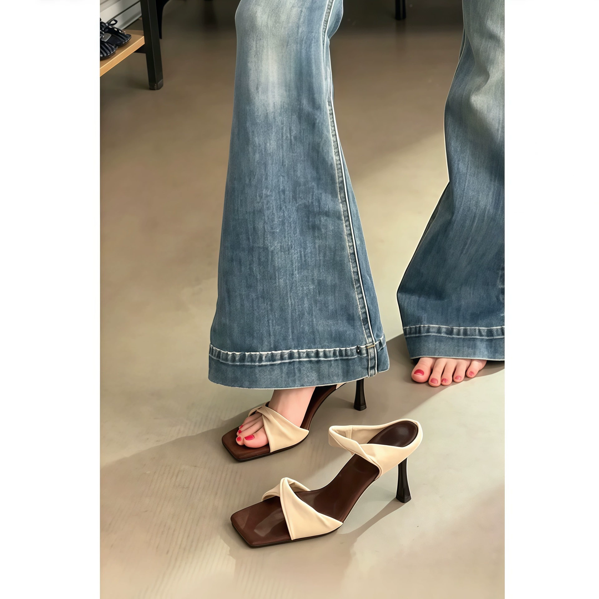 Chuyuji Sandales bride cheville françaises femmes été élégantes talons hauts stiletto confortables habillées
