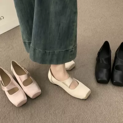 Chuyuji Retro Satin Mary Jane Shoes Women 2026 Spring Summer Square Toe Flat Commuter Shallow Mouth · YANYAN China shoe factory