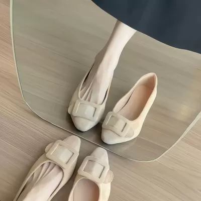 Chuyuji French Retro Hidden Wedge 5cm Flats Women 2026 Spring Summer Square Buckle Velvet Mary Jane Shoes · YANYAN China shoe factory