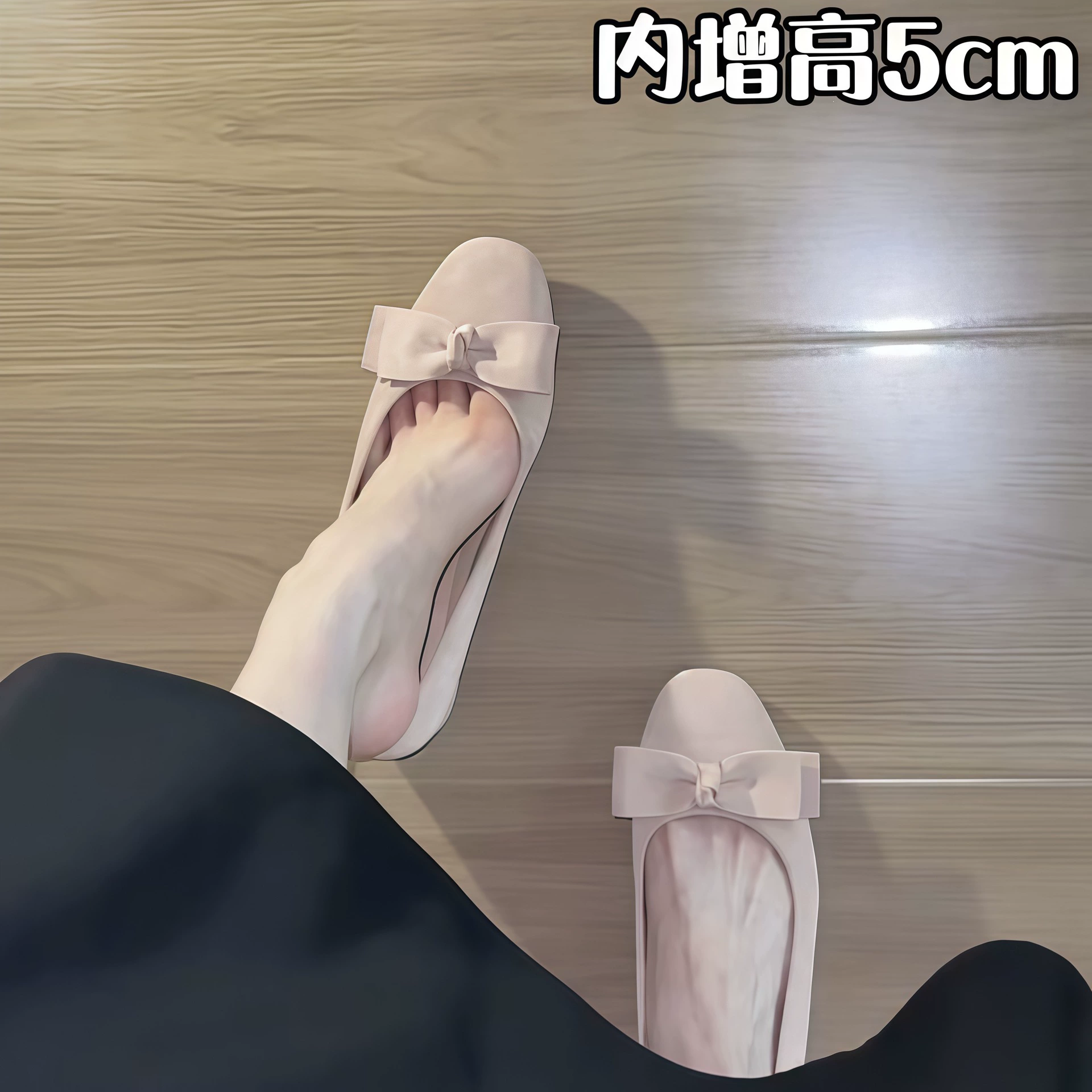 Chuyuji Zapatos Planos Rosas con Lazo y Plataforma de 5cm para Mujer, Primavera Otoño 2026, Casuales