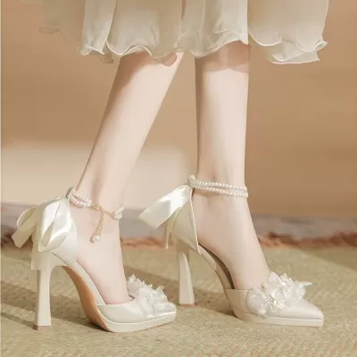 Chuyuji Women's Platform High Heel Sandals 2026 Fairy Style Champagne Wedding Shoes · YANYAN China shoe factory