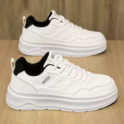 Men's 2026 Summer White Casual Leather Sneakers Heightening Simple Fashion Shoes · YANYAN China shoe factory