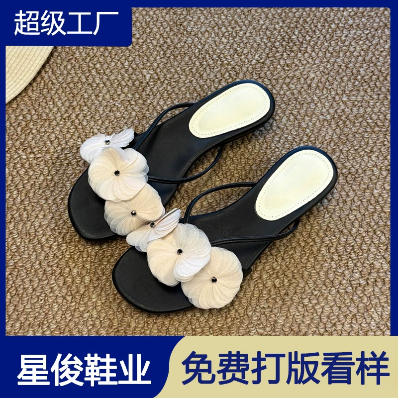 Sandalias florales con separador de dedos para mujer, chanclas de cuña para playa verano 2026