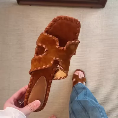 Chuyuji Women's Vintage Woven Chunky Heel Roman Sandals 2026 Summer Open Toe · YANYAN China shoe factory