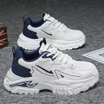 Men's Summer Breathable Mesh Casual Running Shoes Teenager Thick Sole White Dad Sneakers · YANYAN China shoe factory