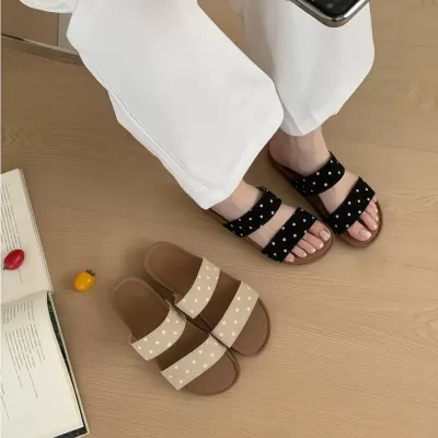 Chuyuji Korean Polka Dot Vacation Thick Sole Birkenstock Sandals Women Summer 2026 Soft