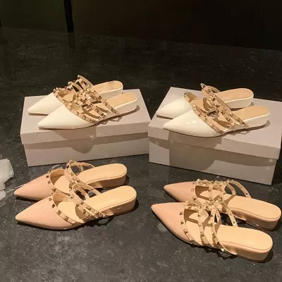 Women's 2026 Summer Fashion 4cm Wedge Pointed Toe Rhinestone Soft Thick Sole Mules