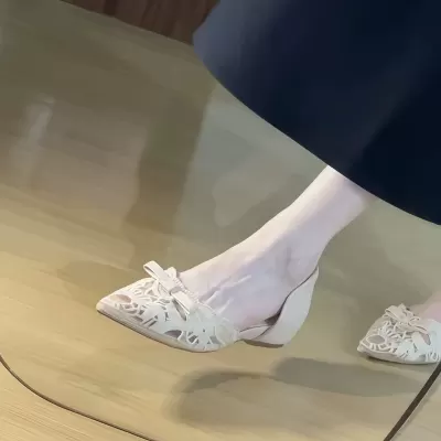 Chuyuji 4cm Hidden Wedge Lace Side Open Shoes Women 2026 Spring Pointed Toe Slip On · YANYAN China shoe factory