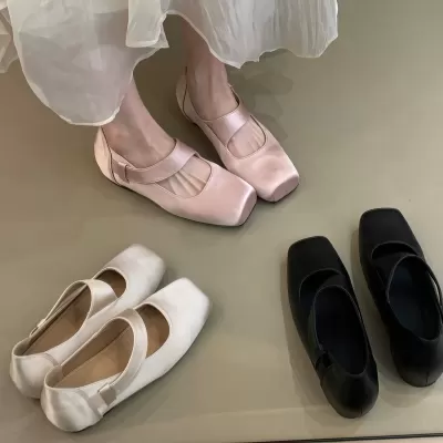 Chuyuji Flat Shoes Women 2026 Spring French Elegant Satin Buckle Mary Jane Shoes · YANYAN China shoe factory