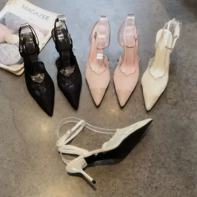 Chuyuji Chic Lace Hollow Pointed High Heels 2026 New Shallow Mouth Stiletto Ankle Strap · YANYAN China shoe factory
