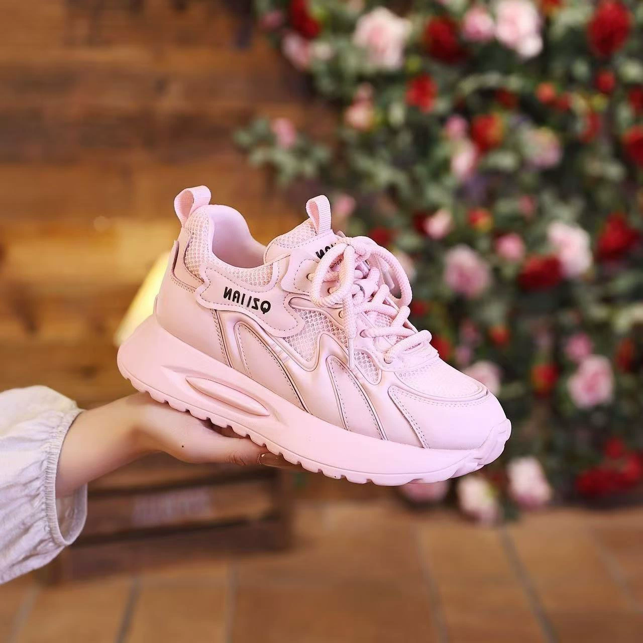 Summer Women's Breathable Mesh Sneakers, Korean Style Thick Sole Soft Sole Casual Dad Shoes