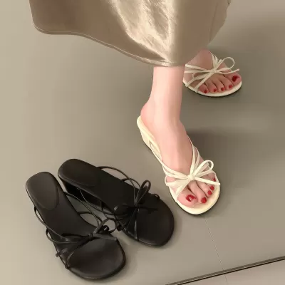 Chuyuji French Wedge Thick Sole Strap Slippers Women Summer Outdoor 2026 New Beach Vacation