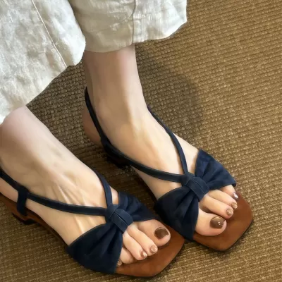Chuyuji Women's Minimalist Kitten Heel Toe-Loop Sandals 2026 Retro for Dresses · YANYAN China shoe factory