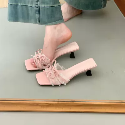 Chuyuji Women's Minimalist French Stiletto Sandals 2026 Square Peep Toe High Heel · YANYAN China shoe factory