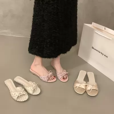 Chuyuji Women's New Square Tie-Up Flats Vintage Round Cross Strap Shallow Shoes · YANYAN China shoe factory
