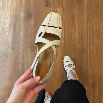 Women's French Lace-Up Cross Strap Roman Sandals Square Toe Breathable Summer · YANYAN China shoe factory