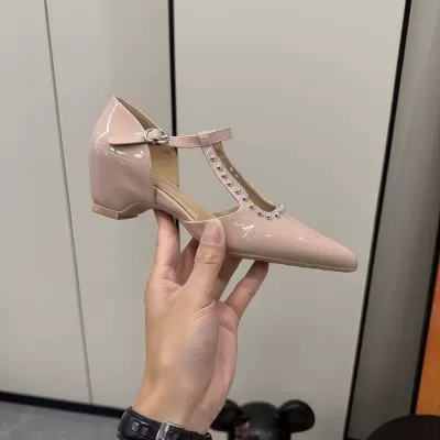 Women's Hidden Wedge 5cm Closed Toe Sandals French Pointed Nude Mary Jane · YANYAN China shoe factory