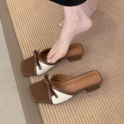 Women's French Slides Chunky Heel 2026 New Summer Fairy Beach Sandals · YANYAN China shoe factory