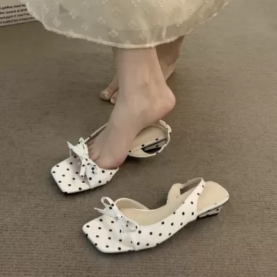 Women's Wedge Polka Dot French Slide Sandals, 2026 Summer for Dresses · YANYAN China shoe factory