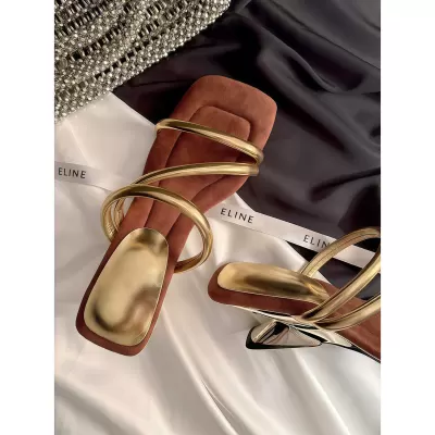 Women's Minimalist French Crystal Open Toe Stiletto Slide Sandals · YANYAN China shoe factory