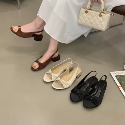 Women's French Chunky Heel Sandals, 2026 Summer for Dresses Open Toe · YANYAN China shoe factory