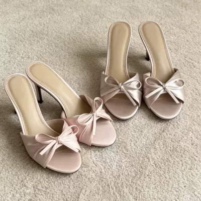 2026 Summer New Bow Satin Round Toe Open Toe High Heel Sandals Women · YANYAN China shoe factory