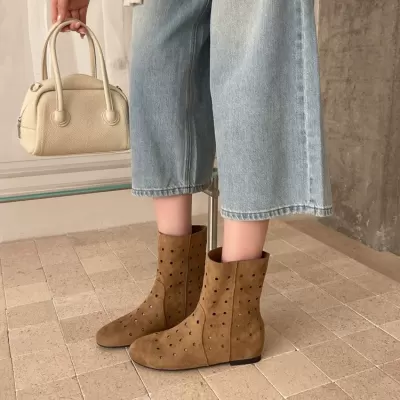 Platform Hollow Bootie Sandals Women Summer 2026 New Western Cowboy Style