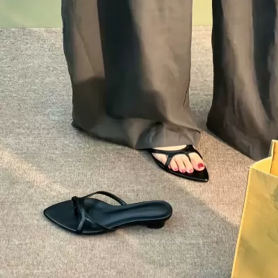 Korean Thin Strap Toe Ring Slide Sandals Women Summer Fashion Pointed Chunky · YANYAN China shoe factory