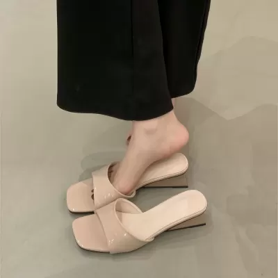 Daily Wear Open Toe Square Toe Slide Sandals Women Simple Versatile