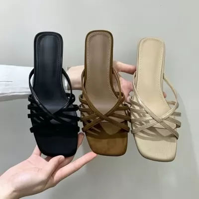 Summer New Open Toe Low Heel Fashion Bow Slide Sandals Women Korean Style · YANYAN China shoe factory