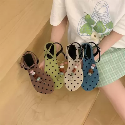 Chuyuji Flat Retro Toe Ring Sandals for Women Summer 2026 Vacation Beach Style