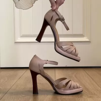 Chuyuji Retro Woven Peep Toe Strap Sandals for Women Platform Chunky Heel · YANYAN China shoe factory
