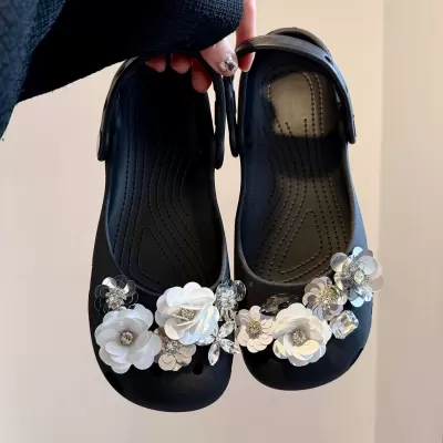 Chuyuji Croc Charms Compatible DIY Shoe Decorations Black Sparkle Rhinestone · YANYAN China shoe factory