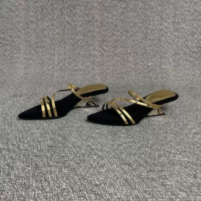 Chuyuji French Thin Strap Rivet Pointed Slippers for Women Wedge Party Comfortable · YANYAN China shoe factory