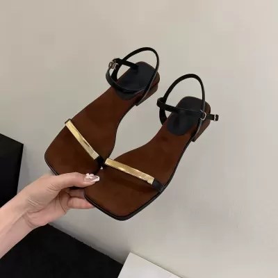 Chuyuji French Retro Dress Sandals for Women 2026 New Strap Chunky Heel Elegant Open · YANYAN China shoe factory