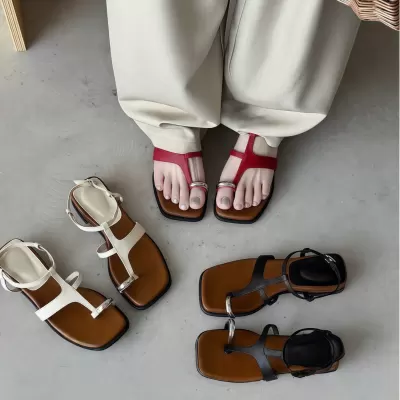 Chuyuji Fashion French Retro Square Thick Sole Open Toe Roman Sandals for Women Summer · YANYAN China shoe factory