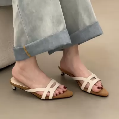 Women's Korean Resort Style Thin Heel Toe Ring Slide Sandals Summer Fashion · YANYAN China shoe factory