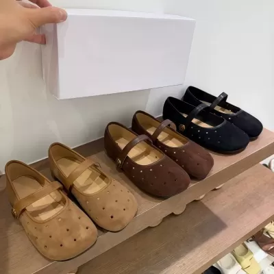 Women's French Retro Flat Mary Jane Shoes Hollow Out Buckle Strap 2026 New · YANYAN China shoe factory