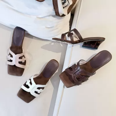 Women's Hollow Out Fashion One Strap Heeled Sandals Casual Simple Summer