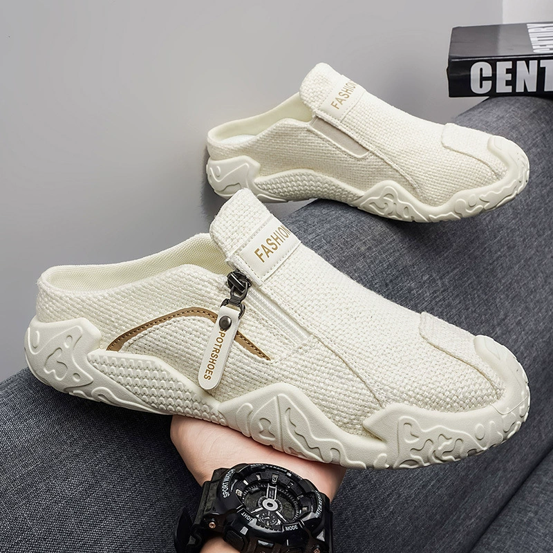 Tênis Masculino de Pano Respirável Antiderrapante Slip-On Mules Casual para Condução
