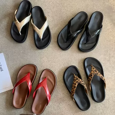 Summer New 3cm Thick Sole Leopard Print Beach Slides for Women, Casual Sandals