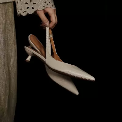 Women's Minimalist Office Pointed Toe Slingback Pumps with Medium Stiletto Heel · YANYAN China shoe factory